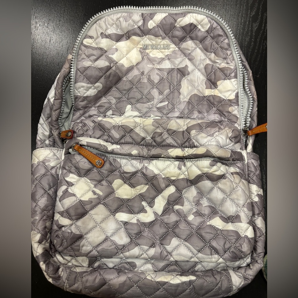 MZ Wallace Quilted Camo Bag in Gray and Cream